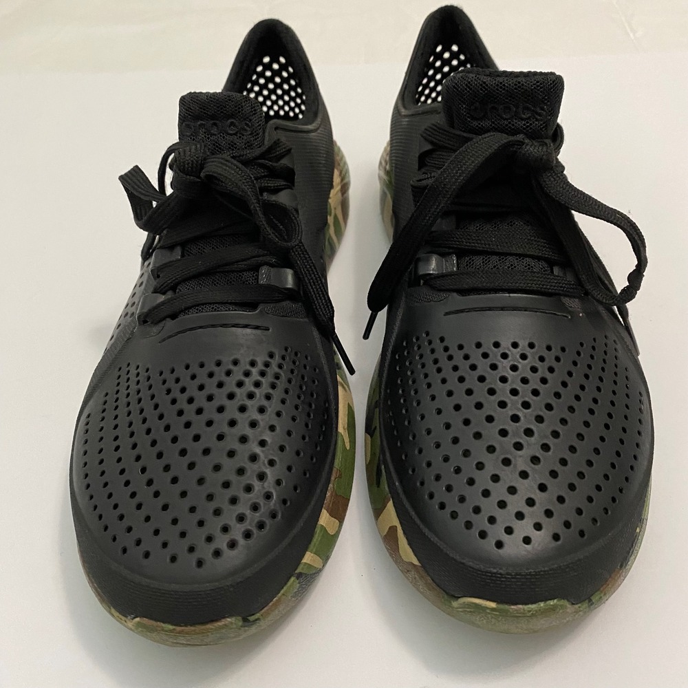 Crocs LiteRide Pacer Mens Size 10 Black Camo Excellent Camouflage Sneakers - Picture 2 of 8